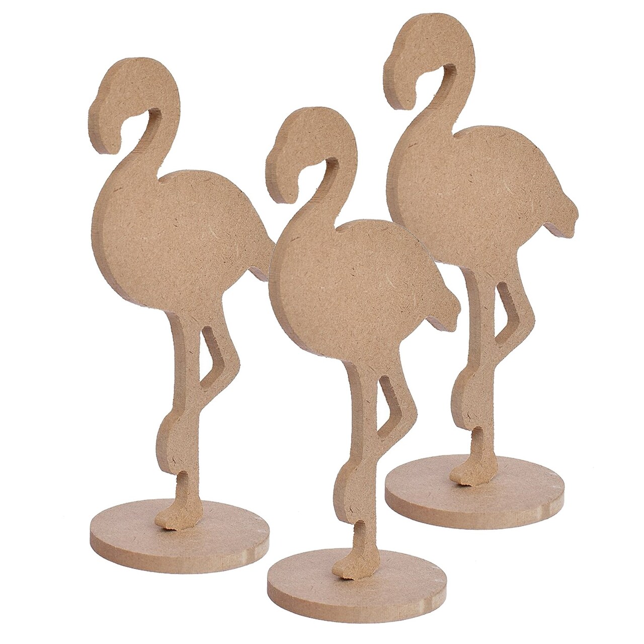 Pack of 3 - Little Birdie MDF Decorable Flamingo With Base 5.5 mm-Flamingo With Base